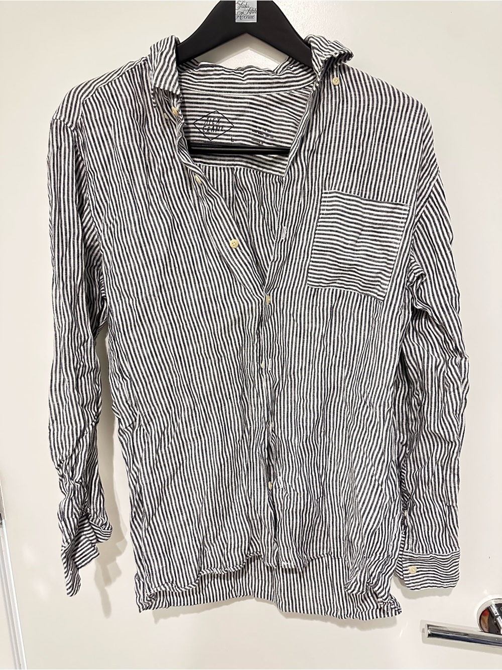 Striped Black & White Casual Button-Down Shirt